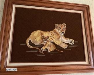 #106	Lion Needle Point 30x24	 $30.00 
