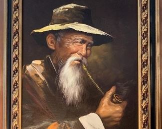#109	Painting of Asian Man with Pipe  21x25 - Antory	 $50.00 
