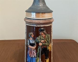Beer Stein - porcelain with pewter top - made in Germany.