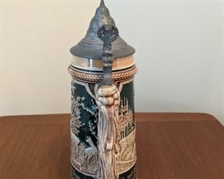 Beer Stein - porcelain with pewter top - made in Germany.