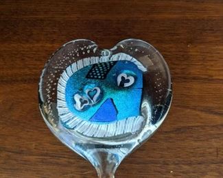 Signed abstract heart paper weight