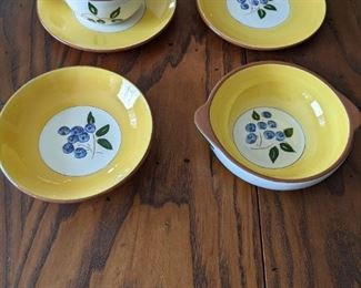 Stangl Pottery - Blueberry lug bowl -bread plate -cup and saucer - bowl