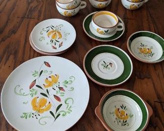 Stangl Pottery - Tiger Lily - dinner plate - lug bowl -2 bread plates -7 cups and 2 saucers - bowl