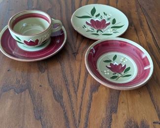 Stangl Pottery - Magnolia - bread plate -cup and saucer - bowl