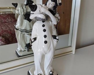 Male and Female black and white harlequin figurine