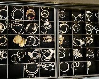 Silver & Gold Necklaces, Earrings, Rings and Bracelets along other types of Jewelry.