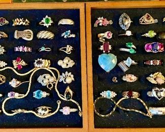 Silver & Gold Necklaces, Earrings, Rings and Bracelets along other types of Jewelry.