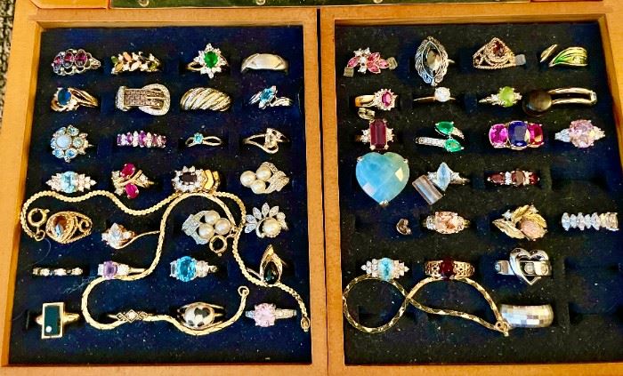 Silver & Gold Necklaces, Earrings, Rings and Bracelets along other types of Jewelry.