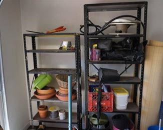 shelving with gardening supplies