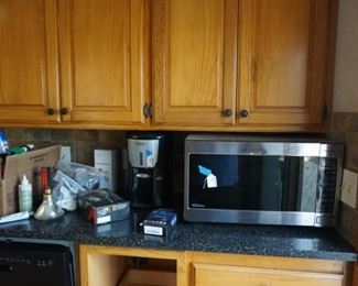 Microwave, coffee maker, household supplies