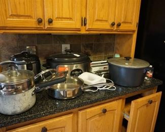 pots and pans, crock pot, rice cooker, hand mixer