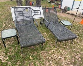 Pair Wrought Iron Lounge Chairs