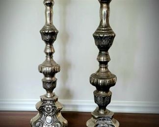 PR 23" plated brass candle sticks $95 or Bid #18