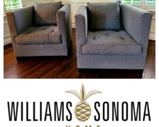 Pair of pin-stripe wool arm chairs from Williams Sonoma Home Collection $595 or Bid #41