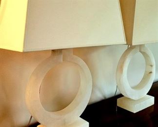 Pair of Alabaster table lamps from past Pearl District showroom BELLA CASA $450 or Bid #24