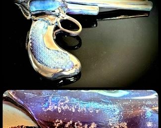 Artist-signed Art Glass Sculpture, Revolver (39)