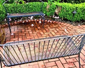 Black painted iron garden benches (49) (50)