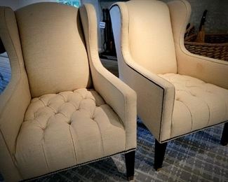 Pair of wing back arm chairs from William Sonoma