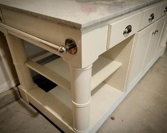 Marble top Kitchen Island!! $595 or Bid #54. Full price purchase includes delivery (Portland metro) from our garage to your garage or driveway!