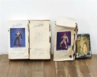 Amazing Lot Of 4 Vintage Elvis Dolls - Original Boxes Present, But Damaged