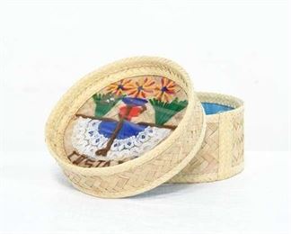 Small Woven Costa Rica Storage Basket With Colorful Accents