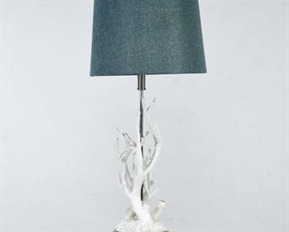 Stunning Glass & Metal Lamp With White Coral Design, Includes Shade