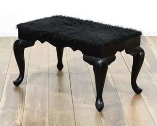 Gothic Refinished Bench With Black Faux Fur, Not Cushioned