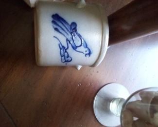 80.  SALT GLAZED STONE WARE POTTERY PIECE $20  about 4" in diameter