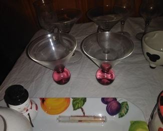 181. 2 nice unusual bar glasses $10 pair