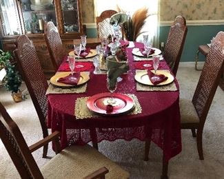 Nice dining table with high back cane chairs
