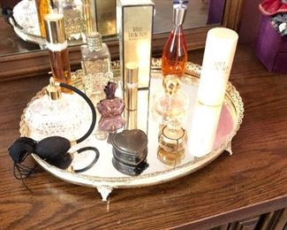 Vanity tray with perfume assortment
