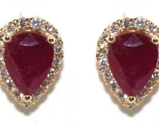 RUBY AND DIA EAR RINGS