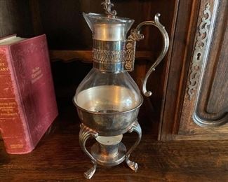burner silver tea pot