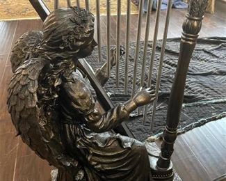 lady playing harp sculpture 3 feet tall
