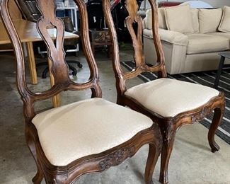 Pair of accent chairs with upholstered seats 21"w x 18"d x 41"h. $160 pair.