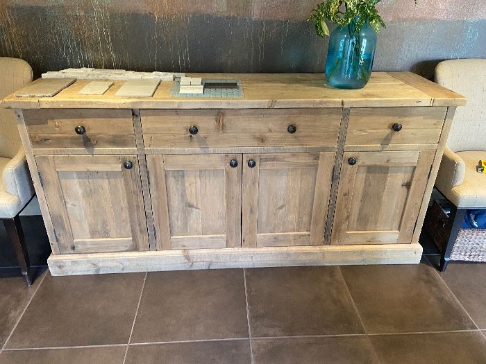 Restoration Hardware Salvaged Wood Panel Sideboard.  Originally retailed for $3200 asking $2100, no freight or tax!  Still available at Restoration Hardware. 76"w x 21"d x 36"h