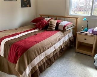 Double, bed with mattress with frame and night stand. 