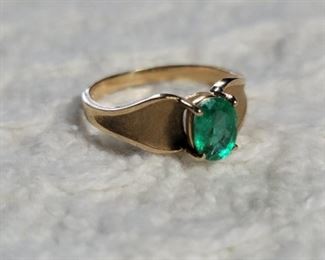 Lot # 10: 14K Yellow Gold & Princess Cut Emerald Art Deco Ring sz 7 TW 2.7g
$195