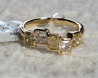 22. 14K Yellow Gold w/ Yellow & White Diamonds (1.76 DWT) Radiant Ring sz 7 TW 4.2g $1800