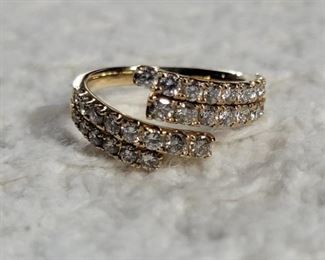 33. 14K Yellow Gold (1.60 TW) Diamond Ring sz 8.5-9 (adjustable) TW 6.2g $600