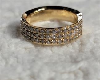 29. 14K Yellow Gold (0.75 TW) Diamond Wedding Band Ring sz 6.5 TW 6.5g $400