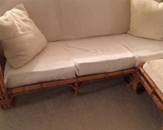 Bamboo couch with stool