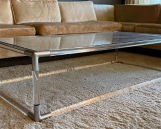 Mid century modern chrome,  glass, and lucite coffee table