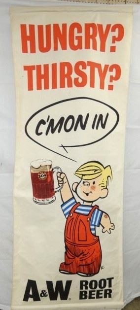 36X94 NOS A&W ROOT BEER BANNER
