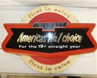EARLY 32X26 EMB CHEVROLET LIGHT UP SIGN