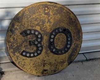 EARLY 30IN. CAST IRON RR SIGN