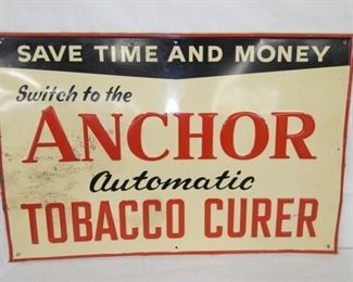 36X20 OLD STOCK EMB. TOBACCO CURER SIGN