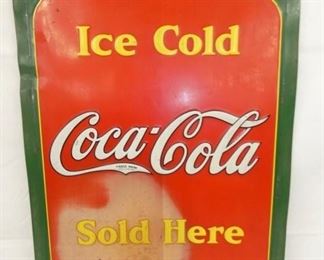 20X28 EMB. ICE COLD COKE SOLD HERE SIGN
