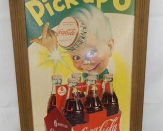 20X28 COKE FRAMED CARDBOARD W/ 6PK