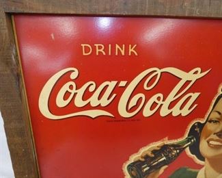 VIEW 3 30X21 COKE MASONITE FRAMED SIGN